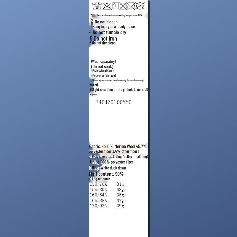 Sancai Women's 2025 Winter Wool-Blend 90% White Duck Down Jacket