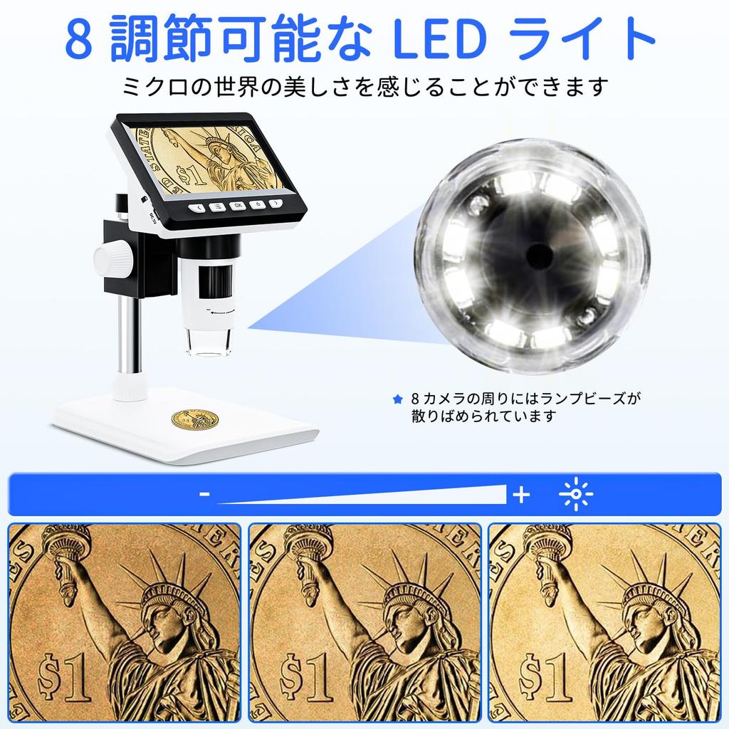 CIMELR Digital Microscope Coin Microscope Rechargeable USB Electronic Magnifier Endoscope Microscope 8 LED PC Connection Possible Windows Compatible