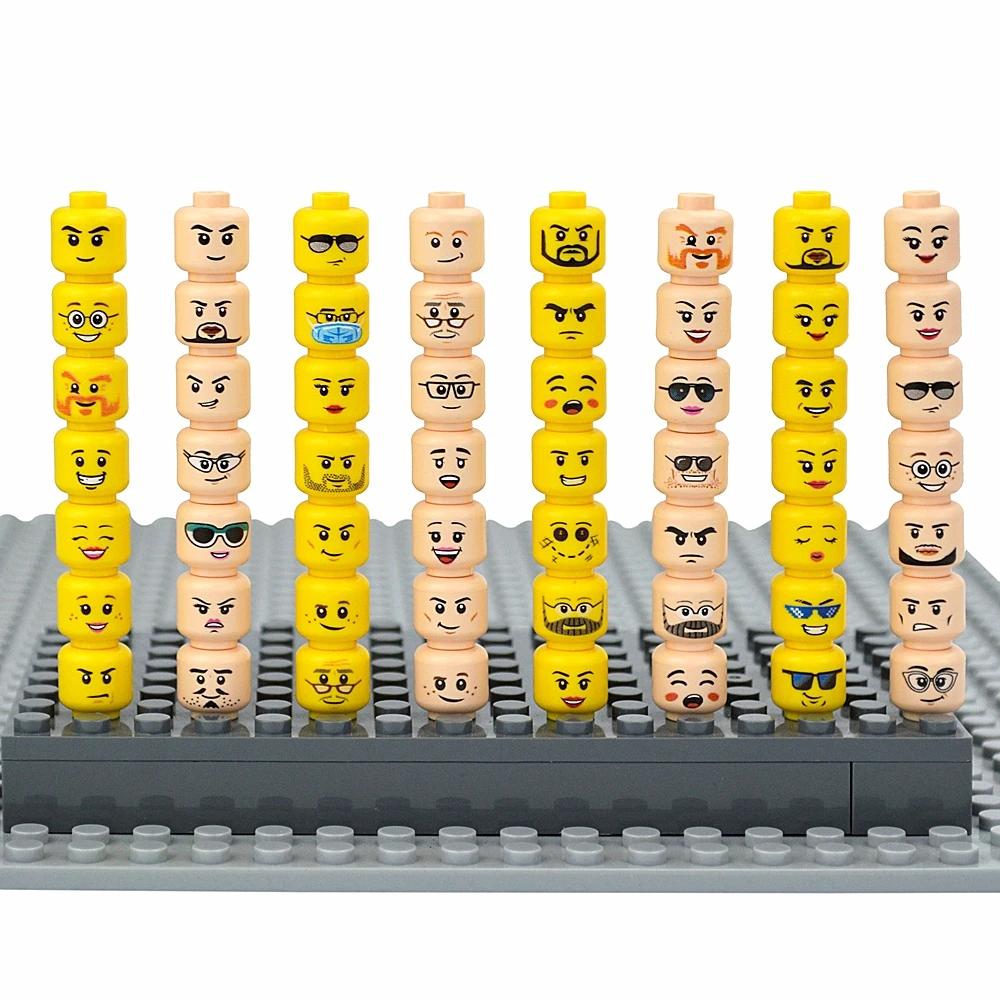 Figure Head Hair Hat Faces Expression DIY Bricks Building Blocks Model Kids Toys Boy Girl Gift Creative Laugh Cute Facial Leduo