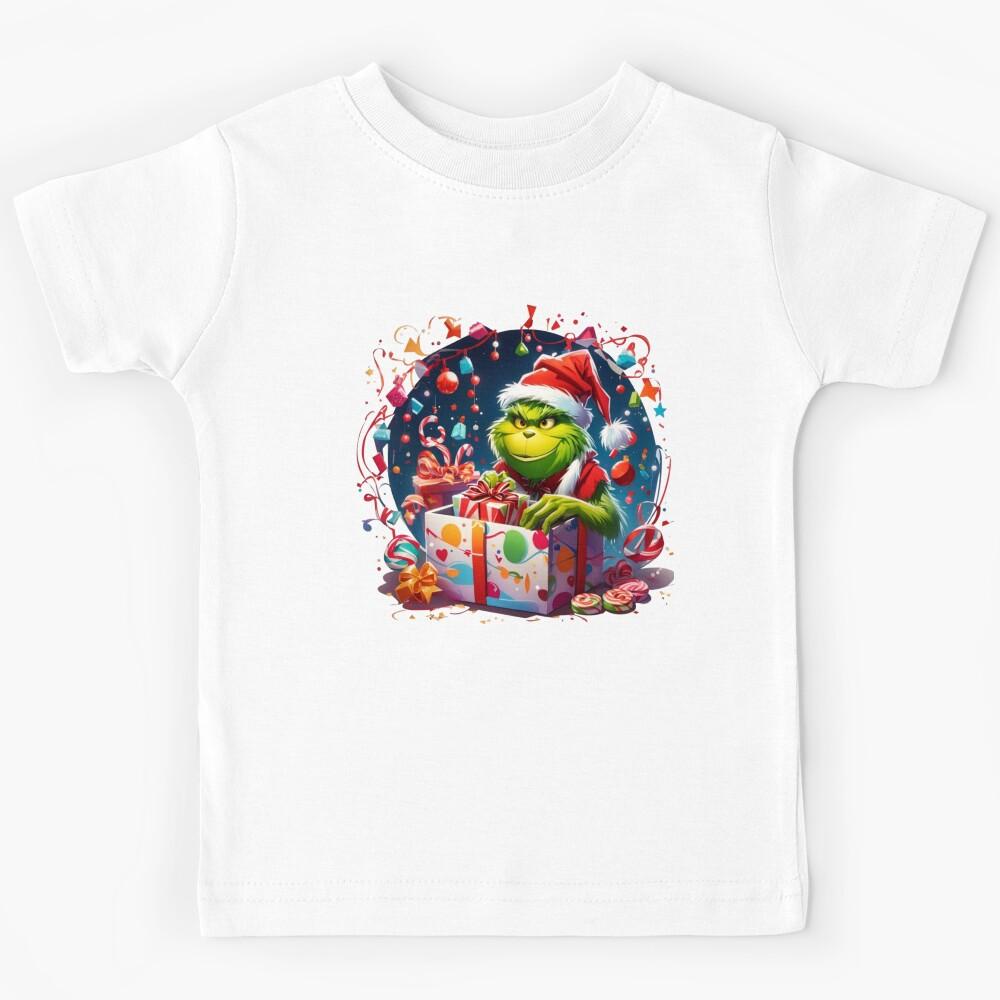 Grinch Christmas Surprise – Festive Gift Box Illustration Kids T-Shirt 170