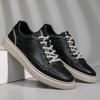 Fashion New Genuine Leather Casual Shoes For Men Basic Comfy Walking Sneakers Soft Comfy Lace-up Breathable Solid Skateboard Men's Shoes