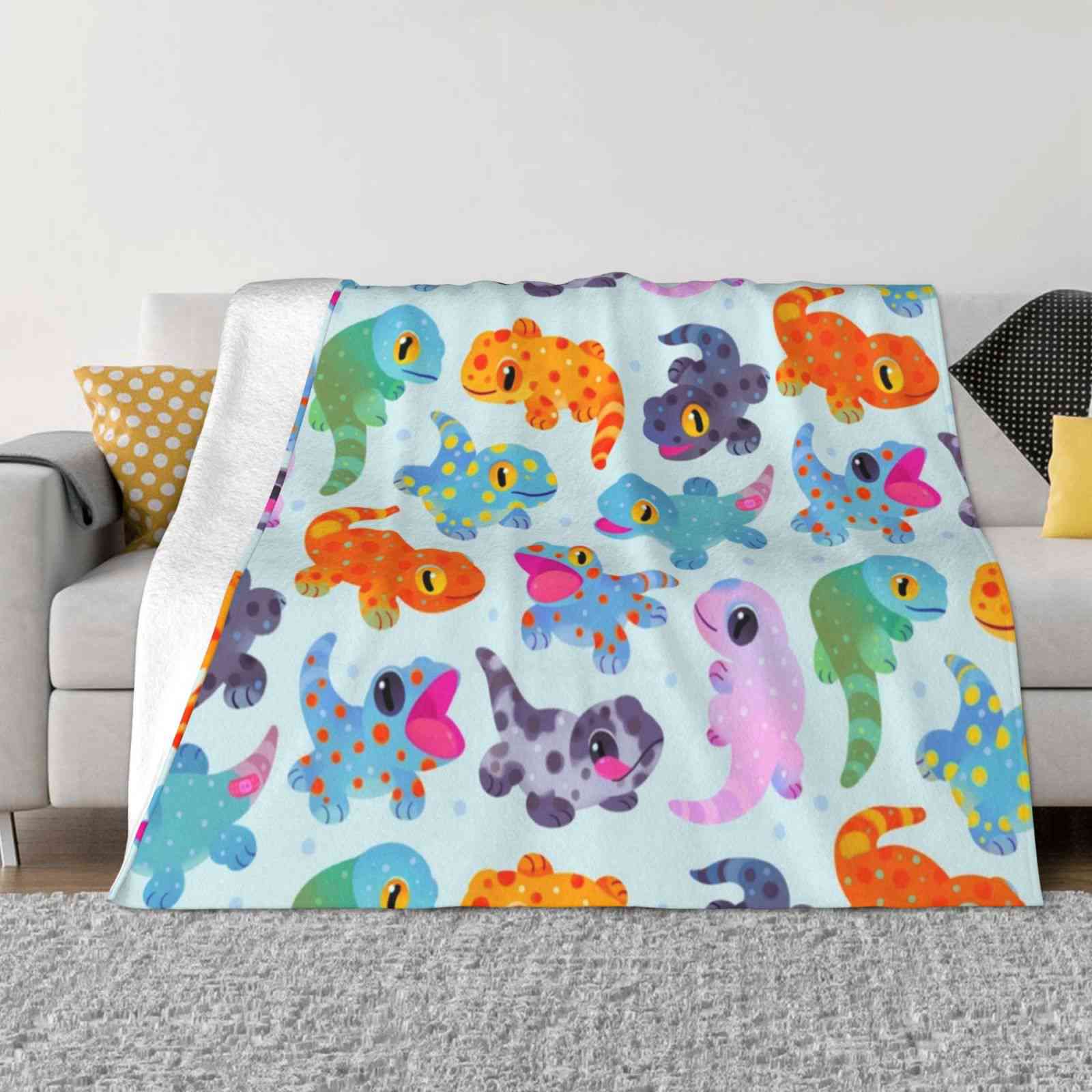 Tokay Gecko-Bright Top Quality Comfortable Bed Sofa Soft Blanket Tokay Gecko Morph Lizard Reptile Animal Pikaole Cute Leucistic 30x40in