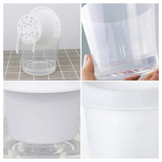Self Watering Plant Pots Indoor Plants Planter with Reservoir Clear Plastic Round Flower Pot with Wick Ropes for Succulents Herbs Flowers Office Home