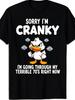 1pc Funny 70S Retro TShirt for Men unisex Vintage 70S Duck 70'S Music Lyrics Slogan (Sorry I'M Cranky I'M Going Through My Terrible 70'S) Oversized Un