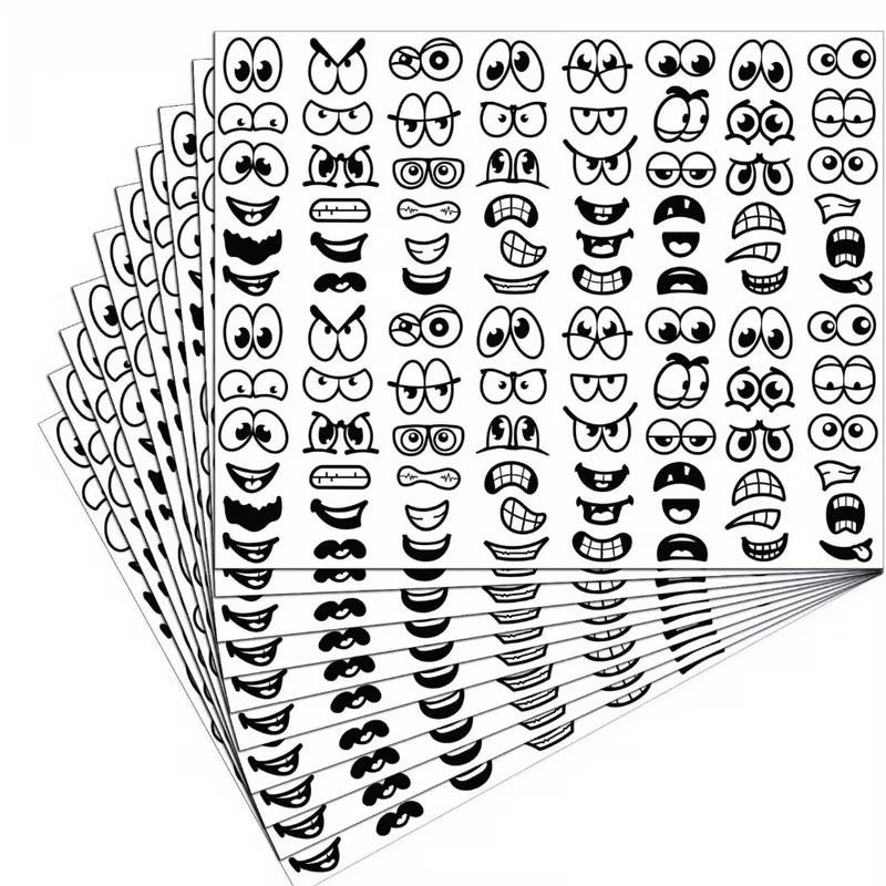 480/960pcs Cartoon Expressions Stickers Self-Adhesive Eyes Mouth Sticker With Playful Faces For Scrapbook DIY Decoration Parties