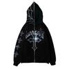 Oversized Hooded Sweatshirt With Rhinestone Cross Design Unisex Streetwear Long Sleeve Pullover