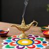 1PC Aladdin's Lamp Shape Home Decor Incense Burner Home Intricate Floral Design Holiday Gifts