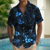 Vacation Style Palm Tree Print Short-Sleeve Shirt, Lapel Button-Down Design, Breathable Fabric, Perfect for Beach Trips and Casual Daily Scenarios