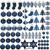 Tree Balls - SPRINGOS - 77 Pieces - Unbreakable - Dark Blue - Christmas Decorations