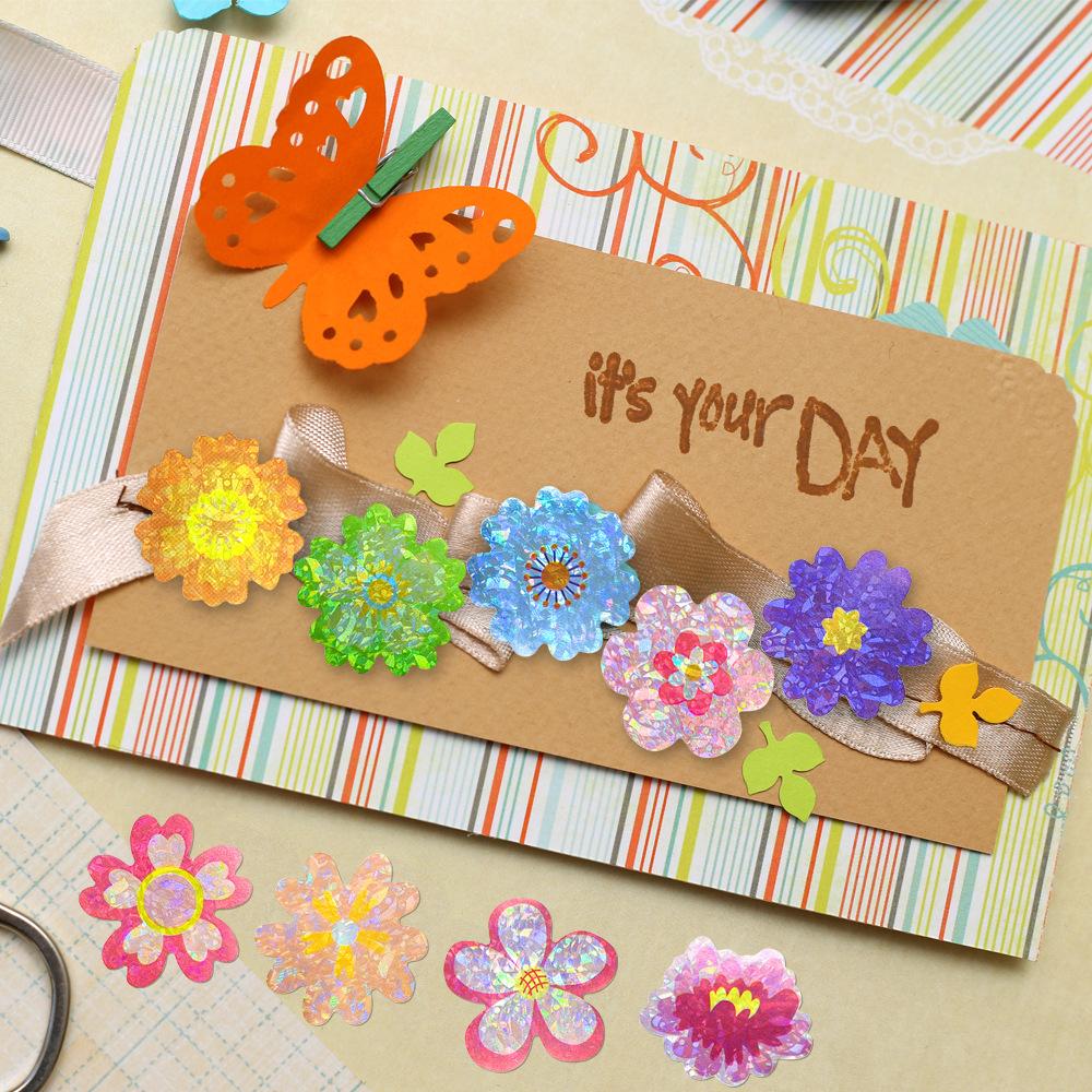 100-500Pcs Shiny Floral Pattern Stickers Birthday Wedding Party Gift Wrapping Label Scrapbook Stationery Stickers