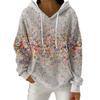 Women's Fashion Casual Floral Print Pullover Long-Sleeve Hooded Sweatshirt