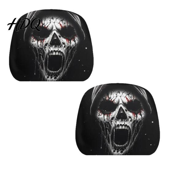 Headrest Cover for SUV Funny Car Covers Spooky Pattern Seat Polyester Protector Protector Universal Breathable Stretchy Interior Accessories