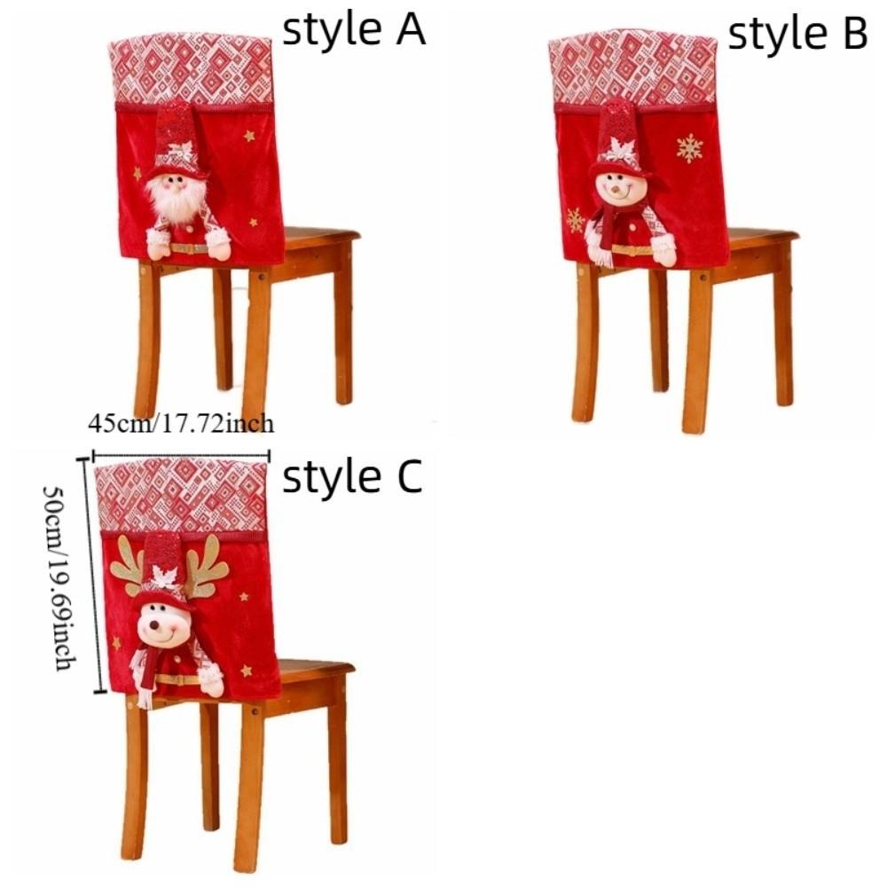 Soft Christmas Chair Cover Cartoon Chair Back Decor Xmas Dinner Chair Seat Cover  Restaurant