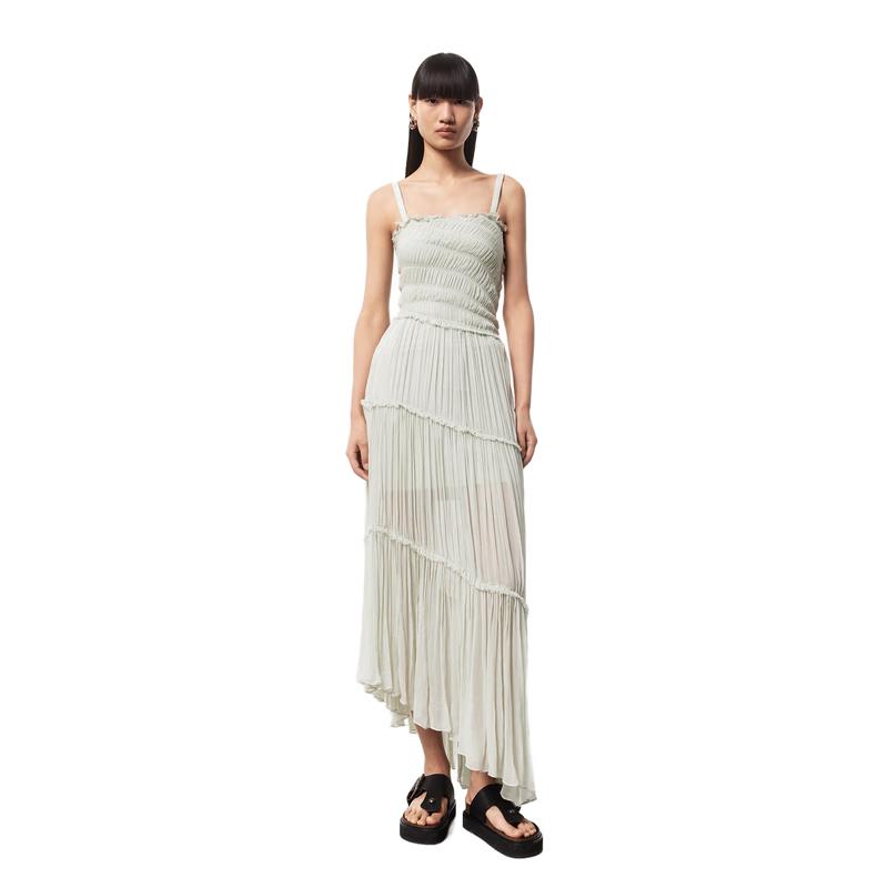 

MO&Co. Summer Sculptural Pleated Bias-Cut Maxi Dress S