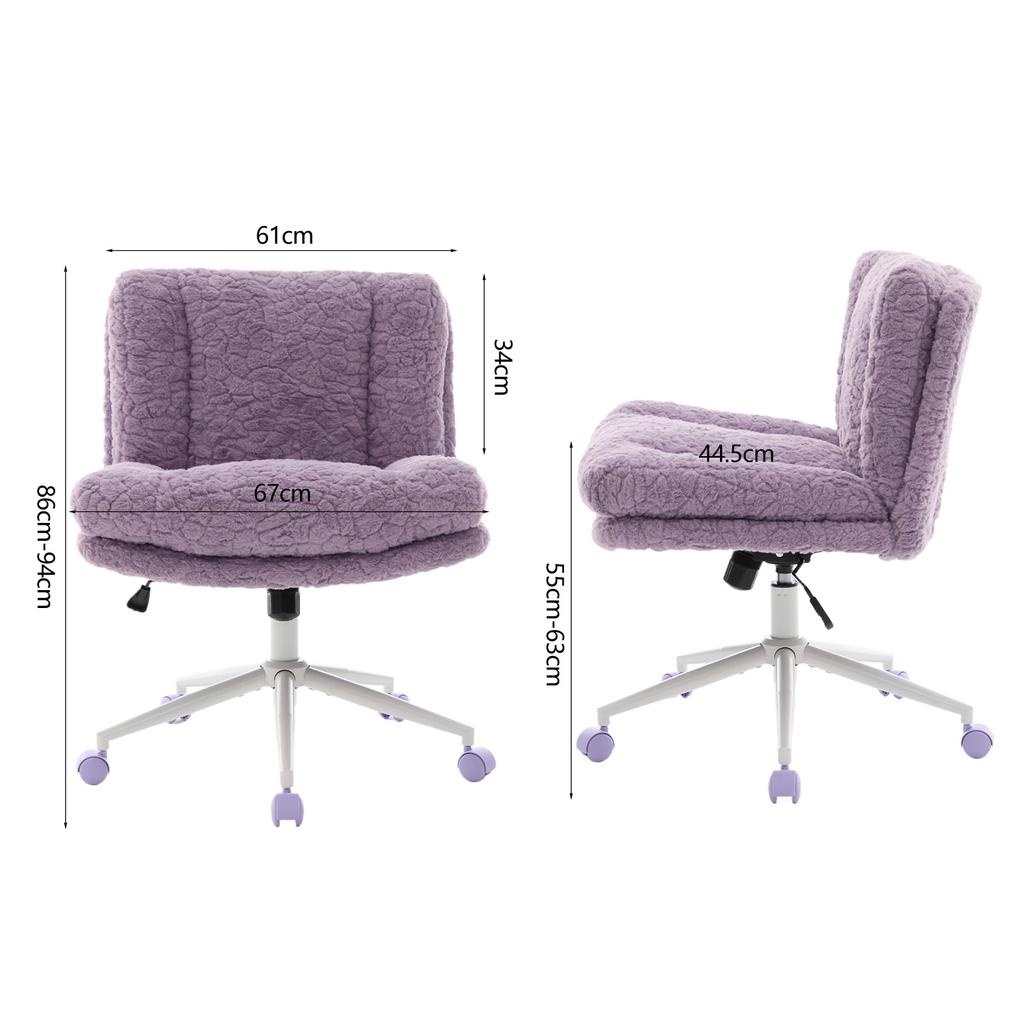 W26.4 Inch Wider Seat Office Chair,Artificial Rabbit Hair Home Chair with Metal Base,Adjustable Desk Swivel Chair,Vanity Chair(Violet) ,DE1875VT