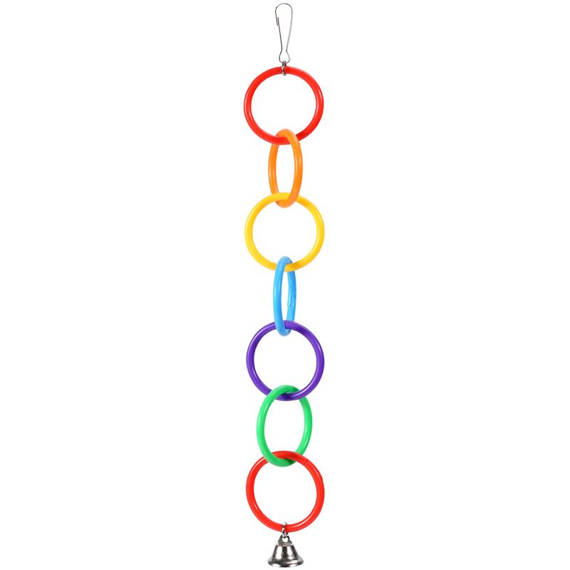 Bird Crawling Toy Parrot Hanging Colored Ring Bell Climbing Training Relieve Boredom Cockatoo Budgerigar Bird Cage Decoration