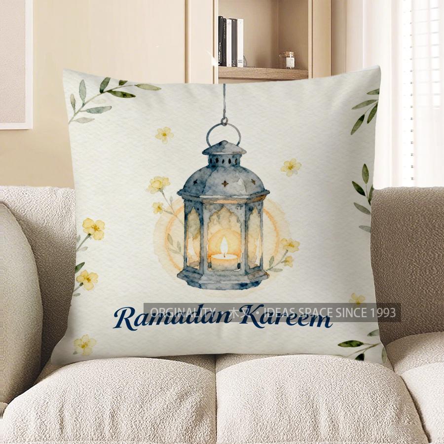 2D Ramadan Kareem Lantern Floral Throw Pillow Pattern Cushion Cover Suitable For Sofa Bedroom Car Pillow Cover