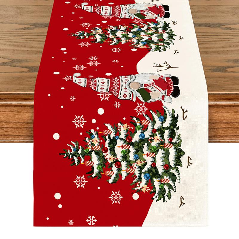 1PC Print Snowman For Home Xmas Table Decor Creative Christmas 33*183cm Table Runner Table Mat