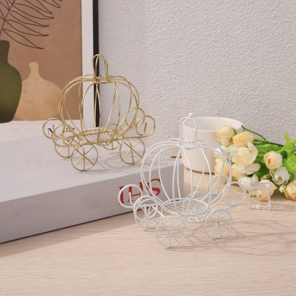 Gold/White Pumpkin Carriage Centerpiece Candy Holder For Party Halloween Christmas Decoration