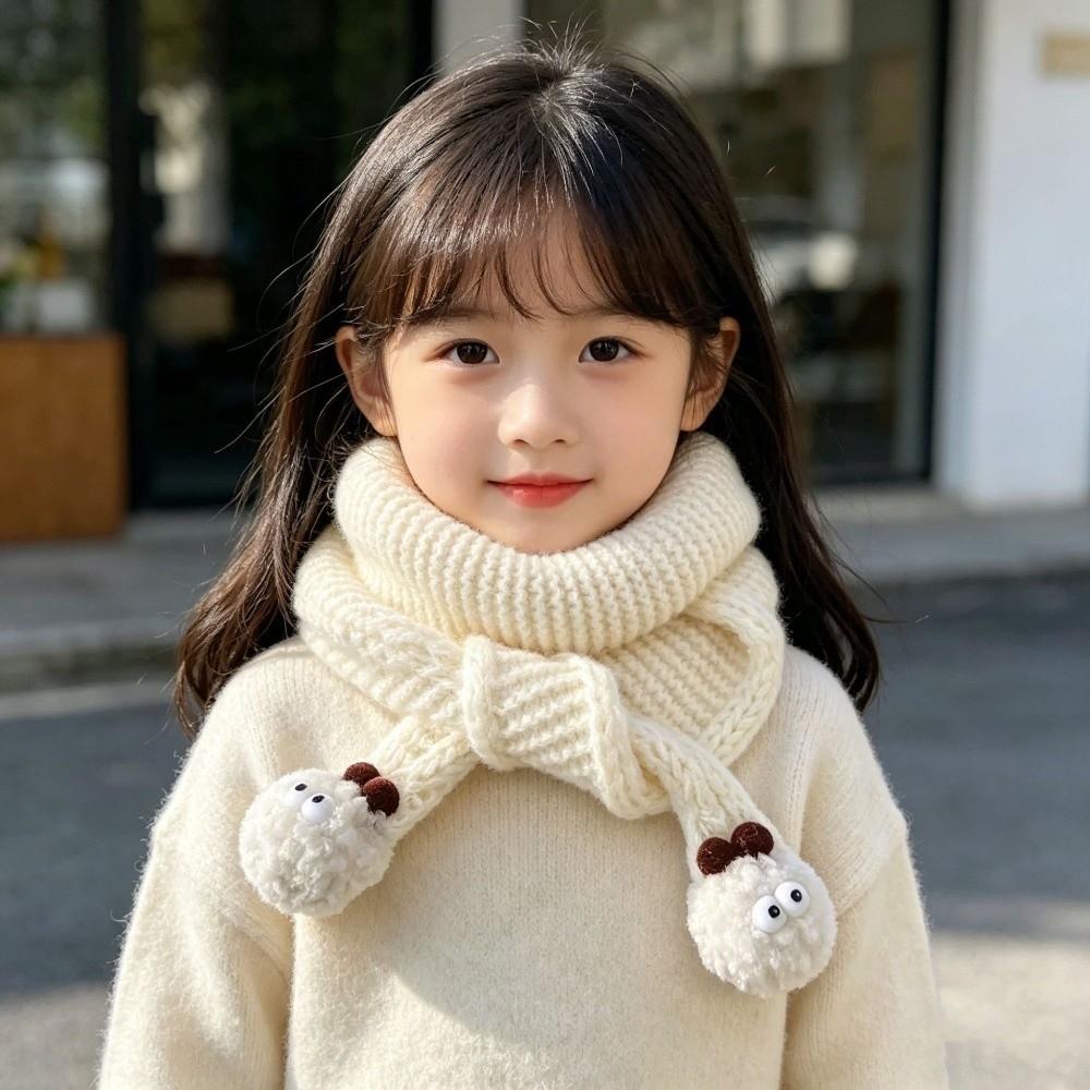 Soft Kids Knitted Scarf Windproof Fluffy Ball Neckerchief Fashion Children Neck Warmer Outdoor Use