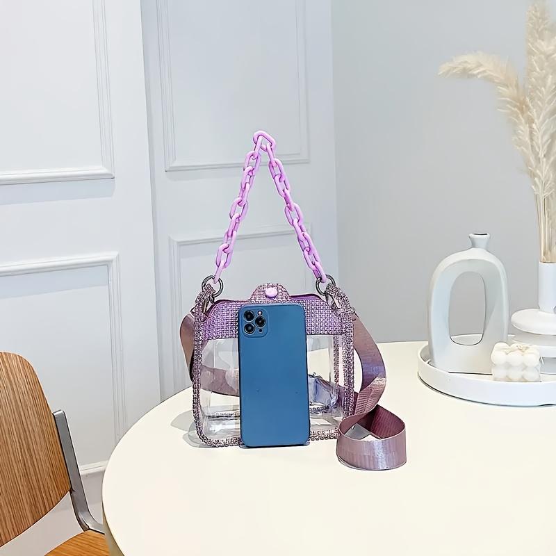 1pc Women' Sparkling Crossbody Bag Handbag Suitable for Music Festivals, Parties, Everyday Use Buckle Closure Messenger Bag