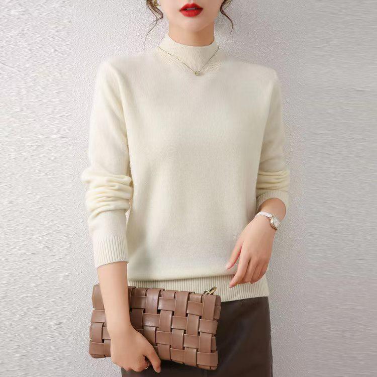 

Women s Semi-High Neck Wool Pullover - Autumn/Winter 2025 Slimming Knit Sweater Extra Large