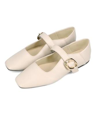 Women's Soft Strap Flat Pumps, Cushioned, Elegant Babouche Style, Square Toe, Easy To Wear, 52317