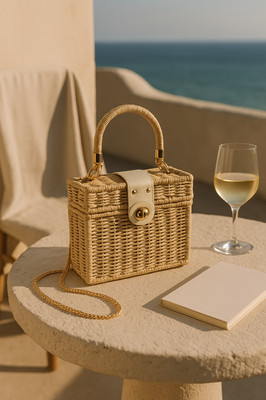 Summer Handmade Woven Rattan Bags For Women Travel Beach Weave Straw Shoulder Handbags Small Square Crossbody Bags