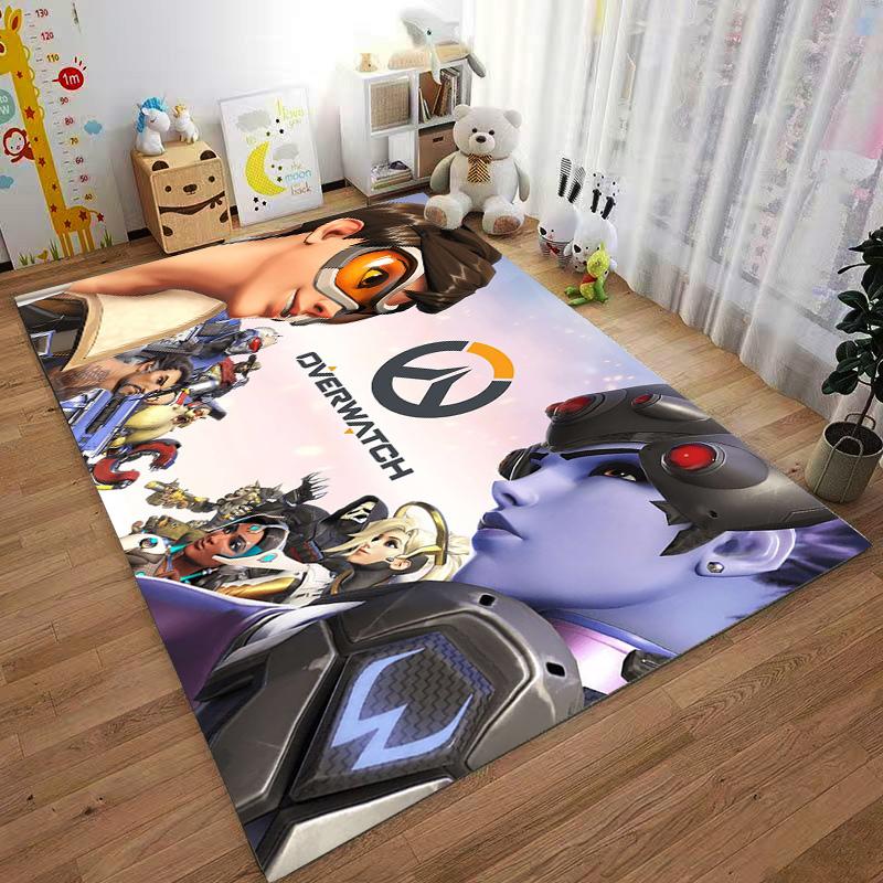 Overwatch Faction Printed Flannel Carpet Non-Slip Suitable for Bedroom, Living Room, Children's Room Decoration