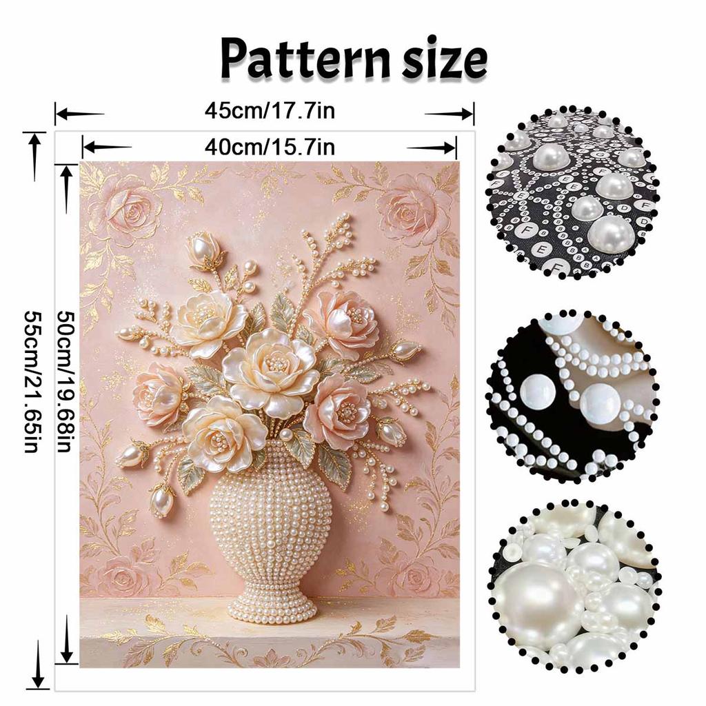 Kit Pittura Perle Fatto a Mano Rose Eleganti Fai da Te Tela Pittorica 3D con Perline Decorazione Creativa per la Casa Tempo Libero Regalo