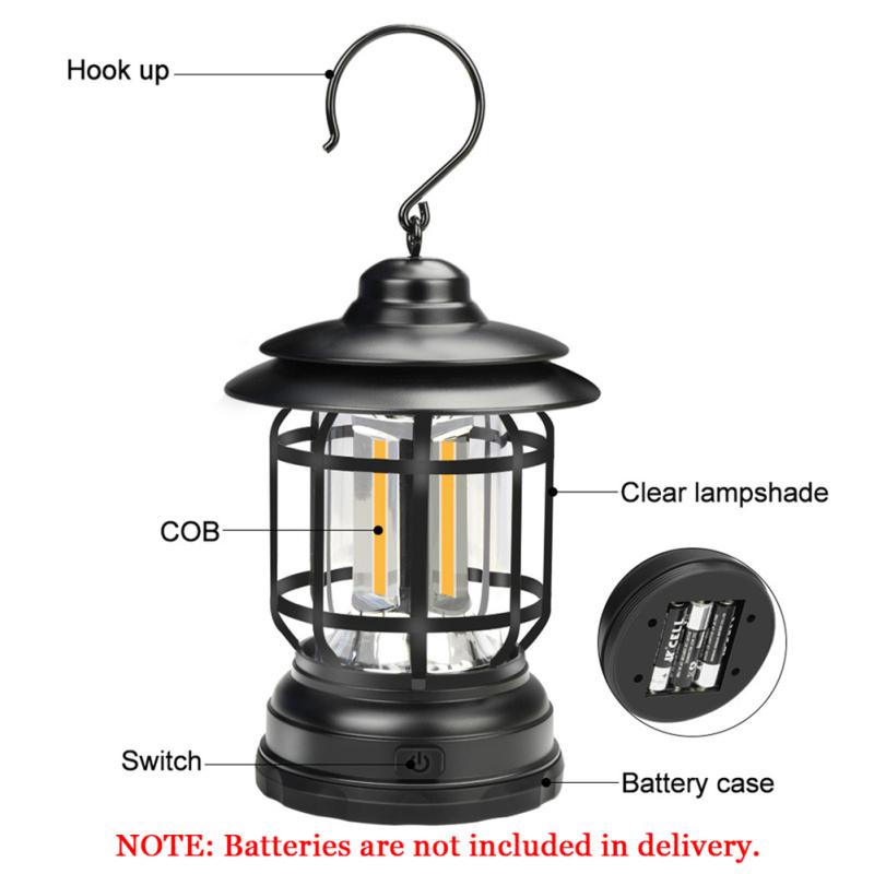Outdoor Cob Camping Light Multifunctional Retro Portable Led Hanging Emergency Lamp Tent Light