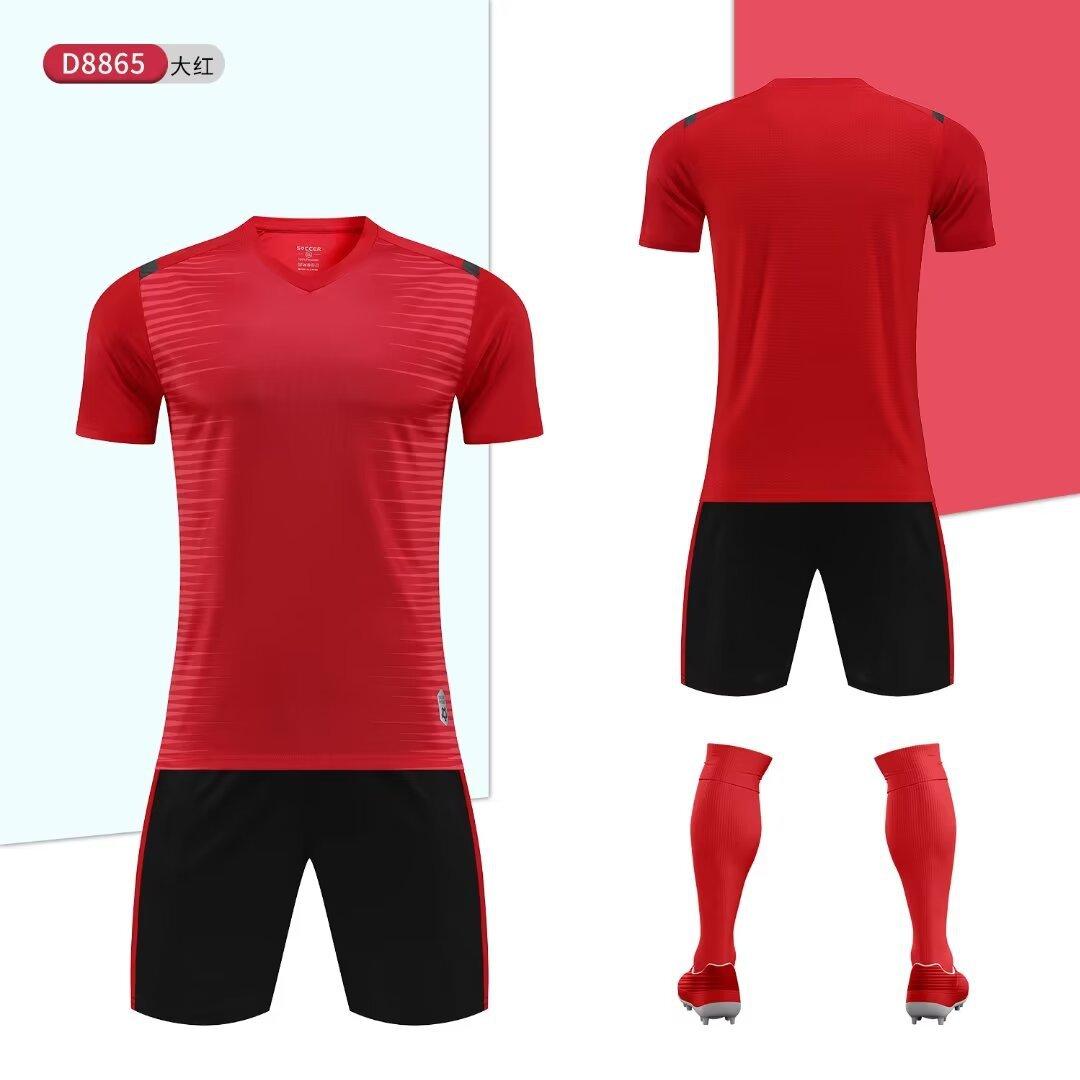Football Jersey Set Outdoor Training Jersey Quick-Drying Sweat-Absorbing Breathable Short-Sleeved Competition Jersey Running Football Jersey 4xs (height 100cm-120cm) красный