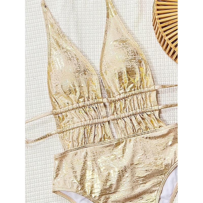 TS JYL-SW012 Cutout Lace-Up One-Piece Swimsuit, Sexy Backless Swimwear For Beach