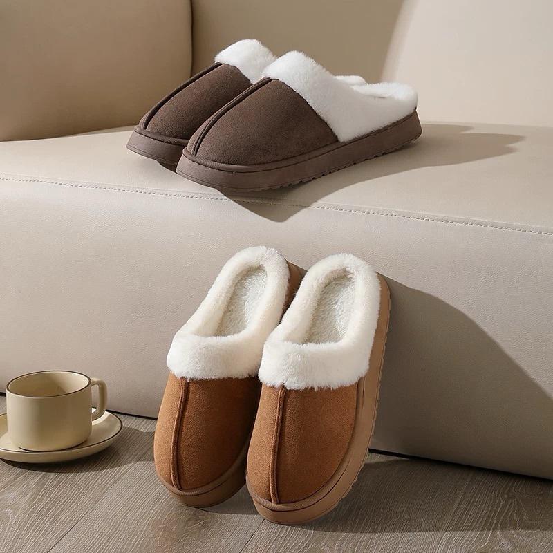 New Style of Warm Cotton Shoes for Outerwear, Indoor Frosted Thick-soled Versatile Woolen Slippers