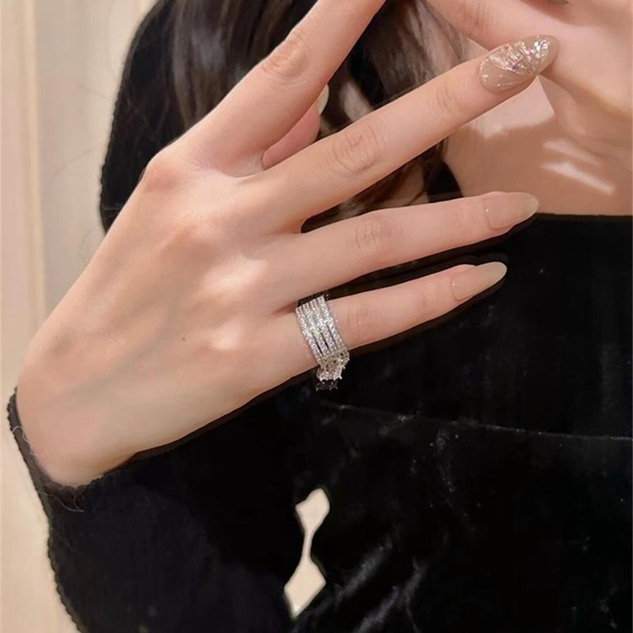 Diamond drop fringed ring female design index finger ring cold feeling open ring