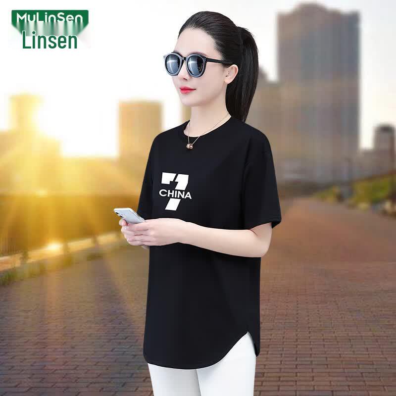 MULINSEN Women s 2026 Summer Casual Round Neck T-Shirt 3XL