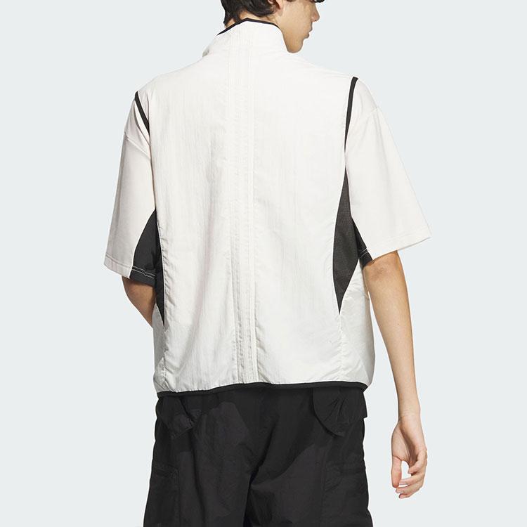 Adidas Future Style Woven Vest Casual Zip Stand Collar Sports Vest Men Vests Pink White JI9886