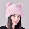 Damski sweter ze sztucznych włosów na jesień i zimę Uszy pandy Śliczna czapka z norek przypominających włosy