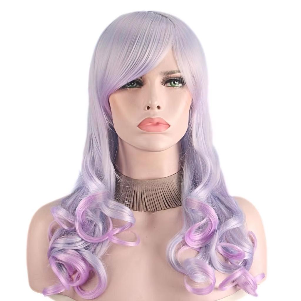 Long Purple Curly Hair Cosplay, High-quality Fiber Synthetic Wig, Holiday Gift, Anime Party