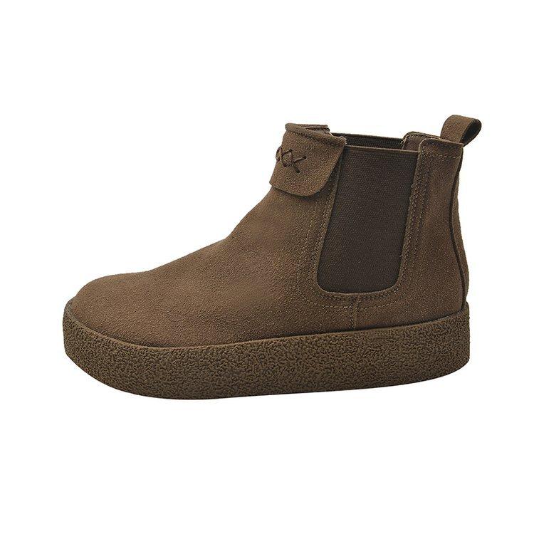 

Soft leather version~ Boken shoes women s 2025 autumn new high-top flat-bottomed doll head casual shoes ugly cute women s short boots tide 35 хаки