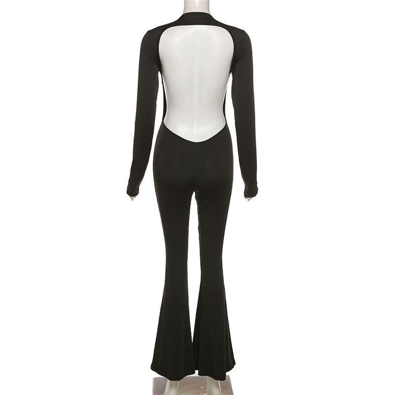 Super Model Catwalk Red Carpet Aura Net Red Wind Tall Long Sleeves Backless Slim Fit Wide Leg Slimming One-Piece Pants