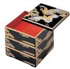 Wakaizumi Kurashige Lacquer Black with Vermilion Pine and Crane Design with Gold 3 Lacquerware, 6.5-inch Box, Interior, Lines, Tiers, H-158-3A