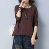 Solid Color Oversized Women's Clothing Design Pocket Long Sleeve T-Shirt for Women Autumn New Loose Retro Simple Top