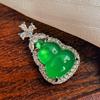 Natural Green Jade Chalcedony Gourd Pendant for Fortune and Prosperity – Agate Accessory Gift