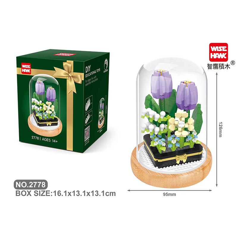 Flower Micro Building Blocks Lily Rose Tulips Bouquet Immortal Daisy Sunflower Mini Brick Figure Toy For Home Decor With Display