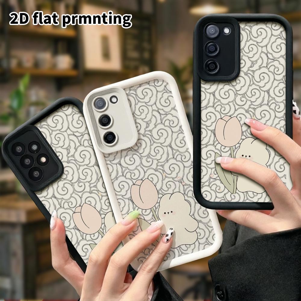 Phone Case: 2D Flat Samsung Galaxy A34 A35 M05 M06 S20 S22 S21 FE Plus 5G Protective Case, Tulip Little White Rabbit, Christmas and Halloween Gift