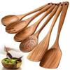 Teak Non-Stick Long-Handle Solid Wood Pan and Acacia Wood Kitchenware Set