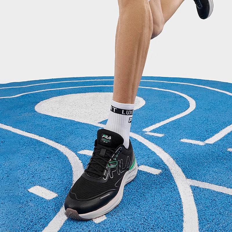 Fila Vola Evo Comfortable Versatile Fabric Synthetic Leather Breathable Lightweight Low-Top Running Shoes Men Sneaker Caviar-Grey A12M331116FCV