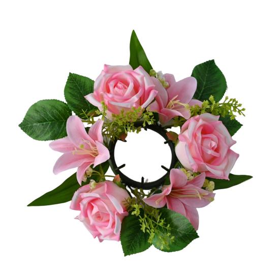 Искусственный цветочный венок для входной двери, реалистичный большой венок из роз и лилий с листьями для Весны, Дня Святого Валентина, Дня матери, Свадьбы, Декора дома L