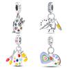 925 Silver Fashion Palette Paintbrush Art Charms Beads Suitable for Original Bracelet DIY Fine Jewelry Gift